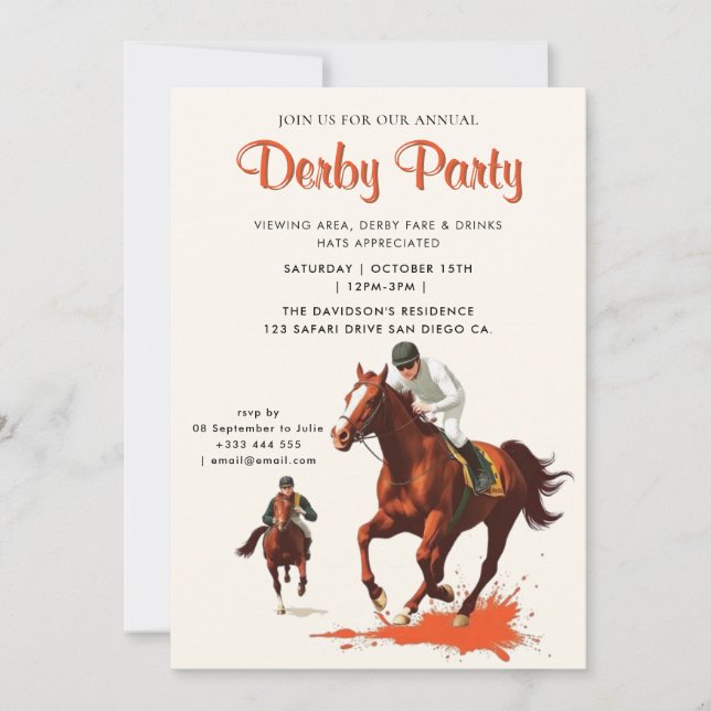  Derby Party Equestrian Invitation (Front)