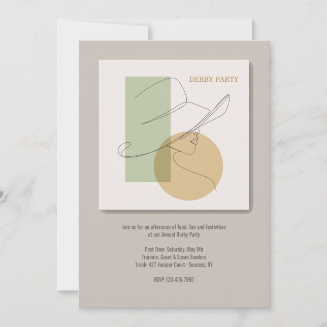 Derby Party Hand-drawn Woman Invitation (Front)