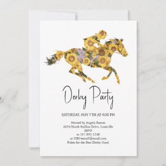  Derby Party Invitation – Floral Horse Head with S