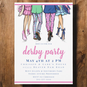 Derby Party Stylish Couples Preppy Horse Racing  Invitation