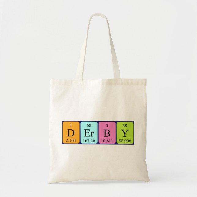 Derby periodic table name tote bag (Front)