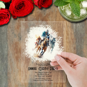 Derby Racehorses and Jockeys Party Acrylic Invitations