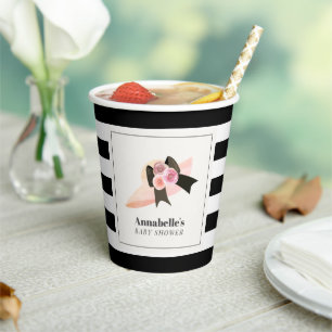 Derby Style Big Pink Hat Rose Baby Shower Paper Cups
