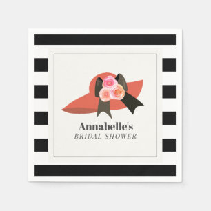 Derby Style Big Red Hat Rose Bridal Shower Napkin