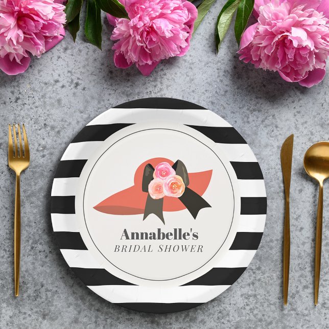 Derby Style Big Red Hat Rose Bridal Shower Paper Plate (Creator Uploaded)