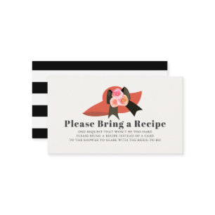 Derby Style Red Hat Bridal Shower Recipe Request Enclosure Card