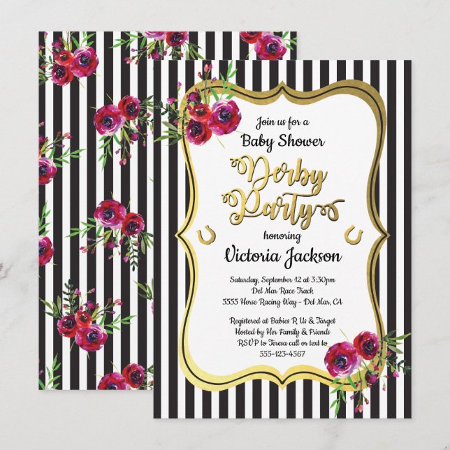 Derby Thème Baby Shower Invitations (Devant / Derrière)