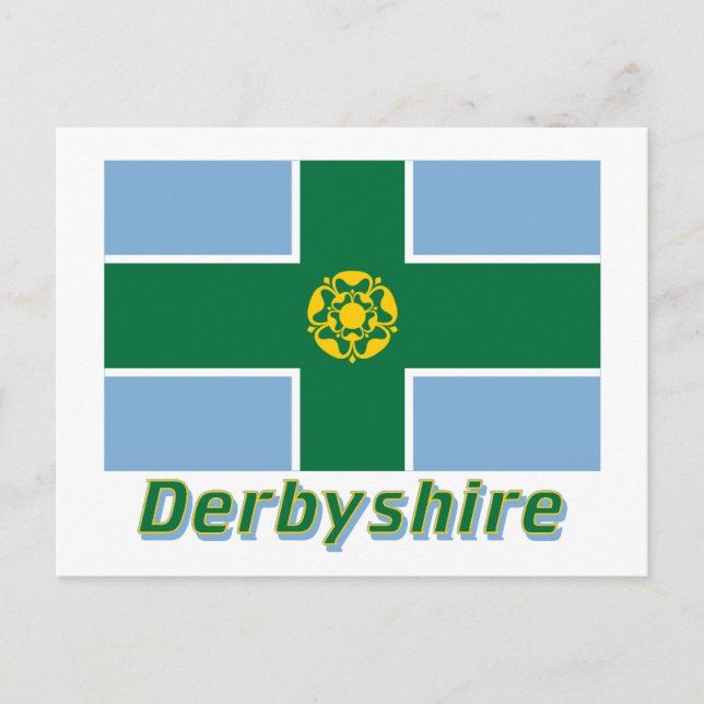 Derbyshire Flag with Name Postcard (Front)