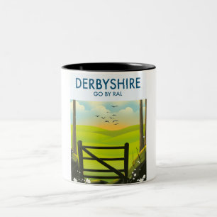 Derbyshire Landscape travel poster Two-Tone Coffee Mug