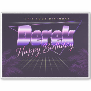 Derek Name First name lila retro Sticker Birthday