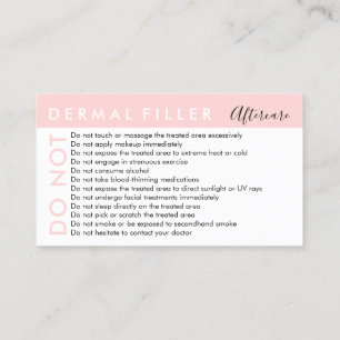 Dermal Filler Avoids Advices Aftercare Business Card