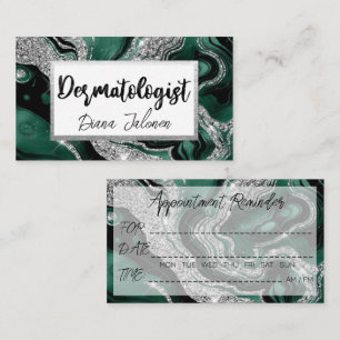 Dermatologist Appointment Reminder Silver Green Business Card
