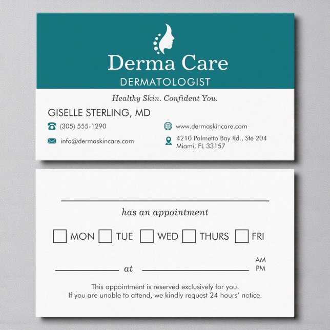 Dermatologist Skin Care Center Appointment  Card (Creator Uploaded)