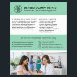 Dermatologist Skin Doctor Logo QR Soft Green Flyer<br><div class="desc">Promote your dermatology clinic with a professional, customizable flyer designed to help attract new patients and clearly showcase your services. Ideal for dermatologists, skin care clinics, and medical practices, this flyer allows you to add your logo, clinic information, services, and a QR code that links directly to your website or...</div>