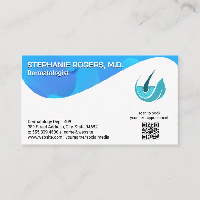 Dermatology Logo | QR Code Custom Business Card (Front)