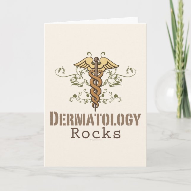 Dermatology Rocks Caduceus Greeting Card (Front)