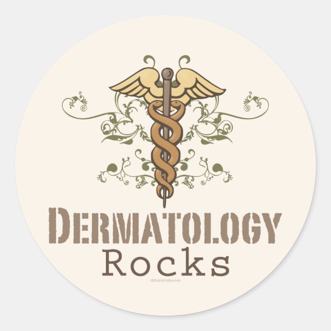 Dermatology Rocks Caduceus Stickers (Front)