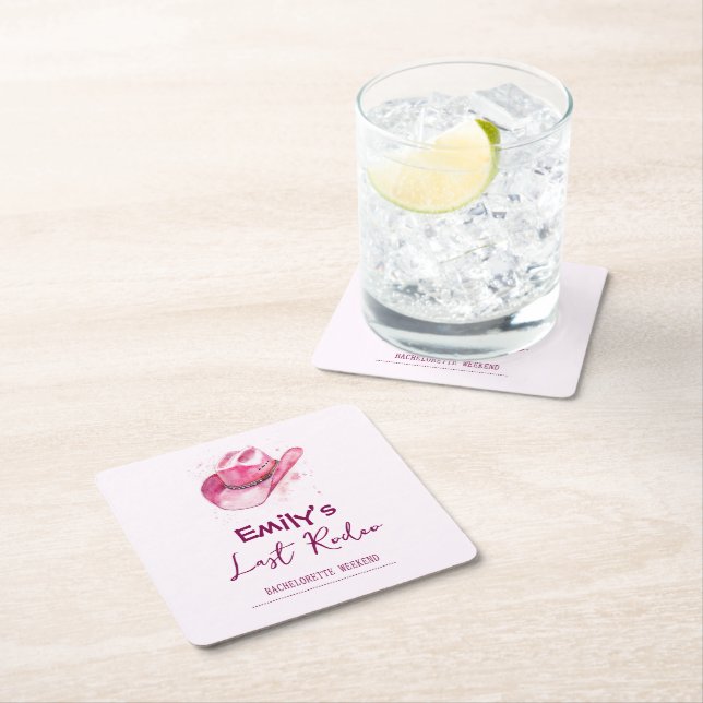 Dernier Rodéo Week-end EVJF | Sous-verre Rose (En situation)