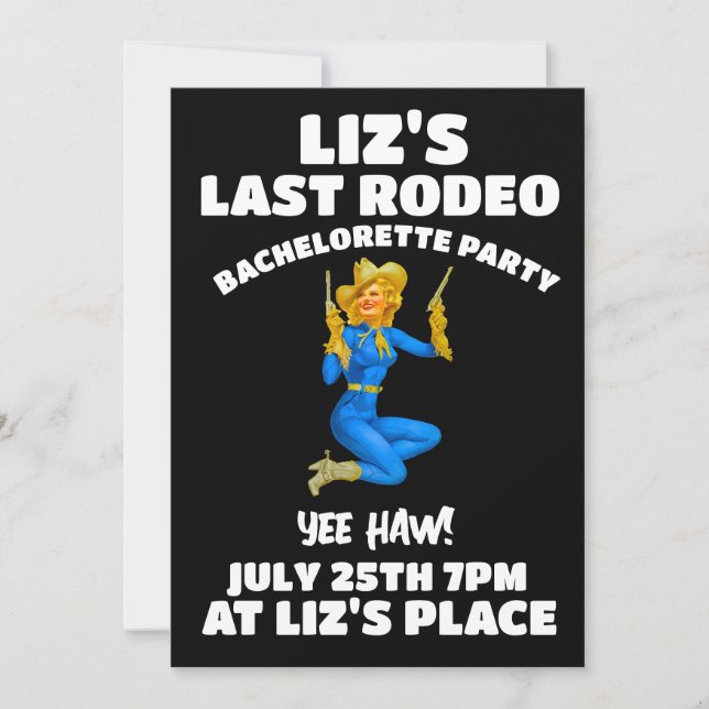 DERNIÈRE COWGIRL BACHELORETTE INVITATIONS DU PARTI (Devant)