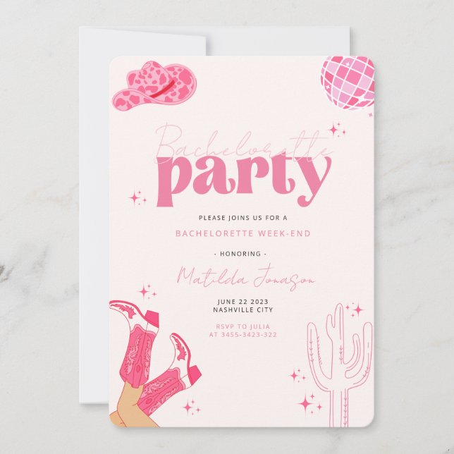 Dernière disco rodéo bachelorette invitation (Devant)