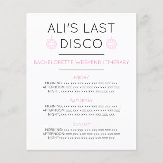 DERNIÈRE feuille papier ITINÉRAIRE DISCO BACHELORE
