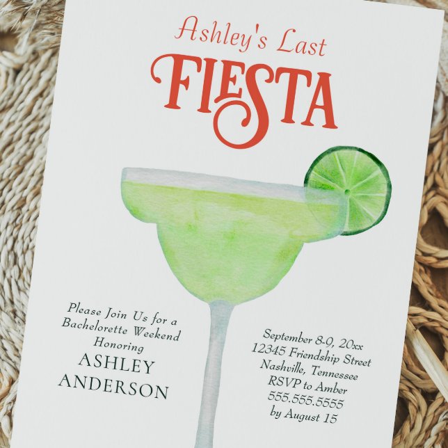 Dernière Fiesta Margarita Bachelorette Invitation (Créateur téléchargé)
