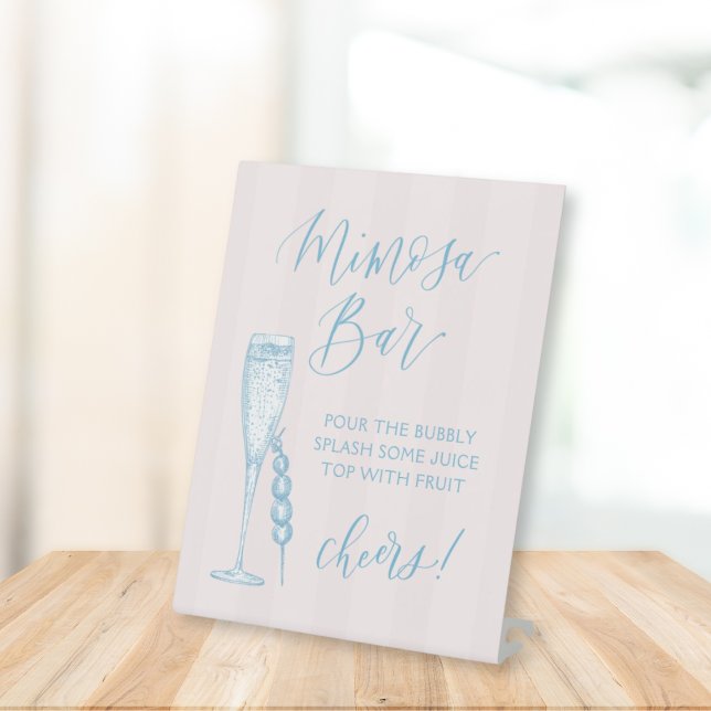 Dernière Toast sur la Côte Panneau Mimosa Enterrem (Coastal mimosa bar sign with blush and blue hues – perfect for beach bachelorette brunches! 🥂)
