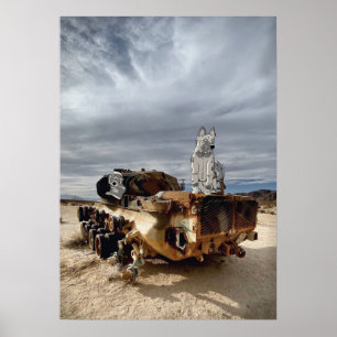 Derp dogs on a tank in the desert poster