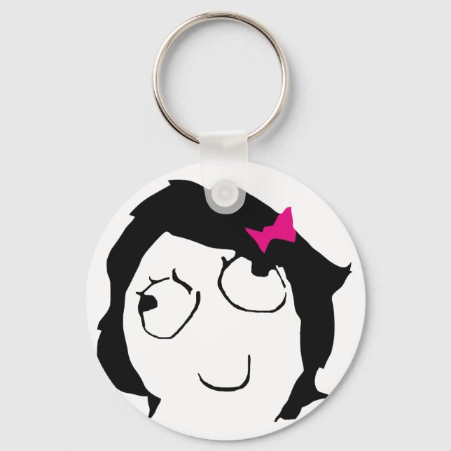 Derpina - black hair, pink ribbon keychain (Front)