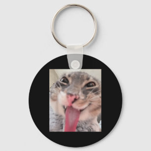 Derpy Cat Tongue Out Meme Funny Weirdcore Gifts Me Keychain
