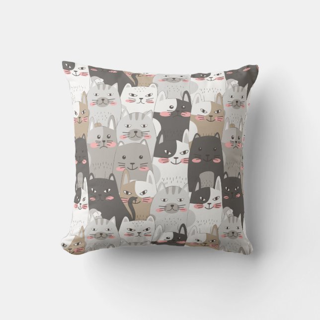 Derpy Cats Throw Pillow (Front)