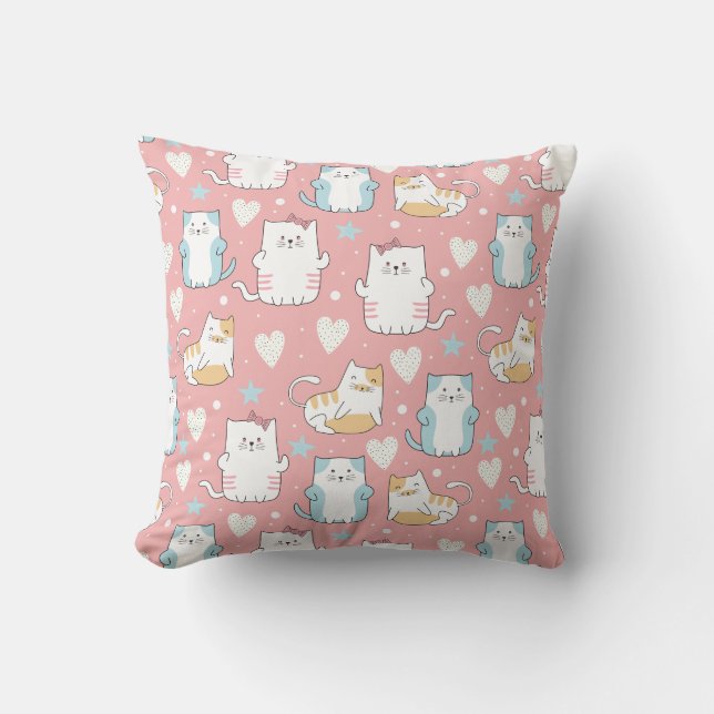 Derpy Cats Throw Pillow (Front)