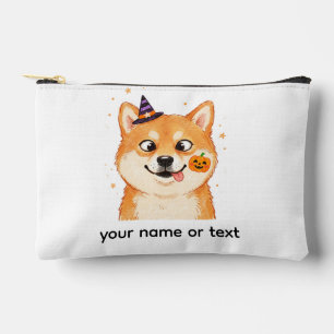 Derpy Shiba Inu Halloween Pumpkin  Accessory Pouch