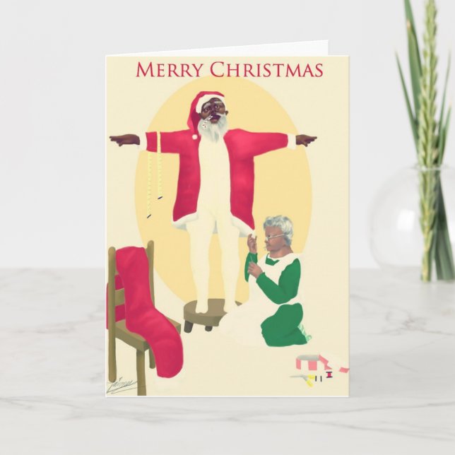 Derrière chaque grand homme…. Carte de Noël (Devant)