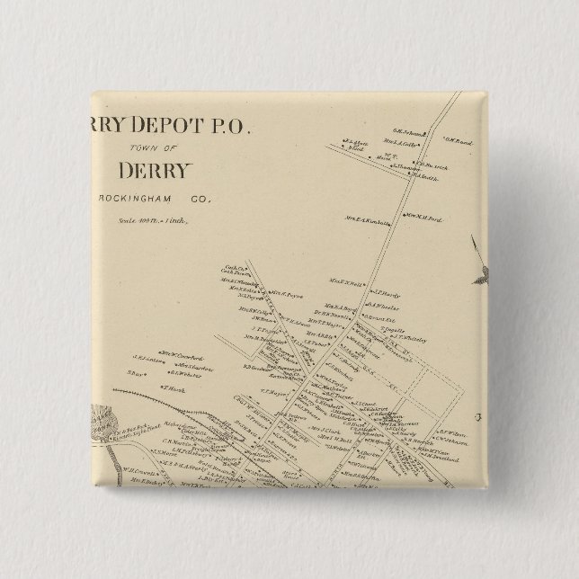 Derry Depot PO 2 Inch Square Button (Front)