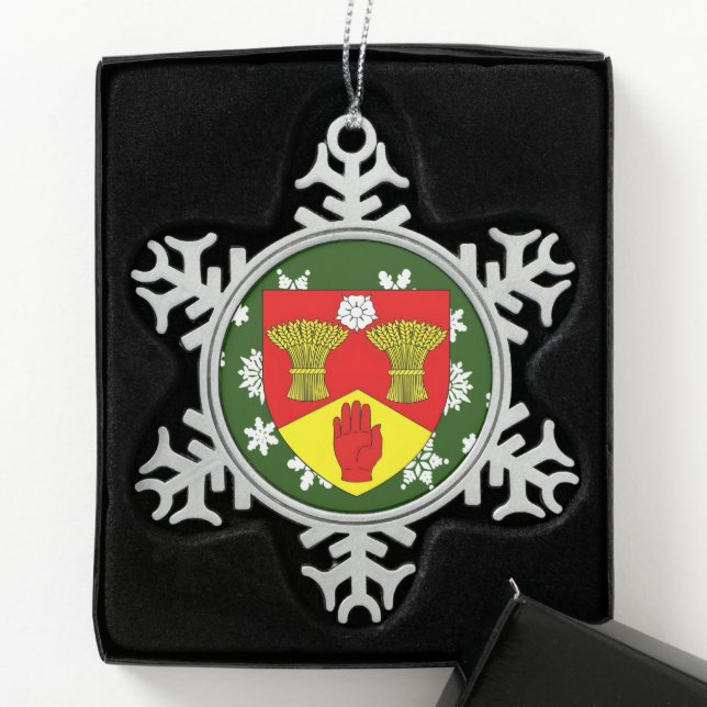 Derry Ireland Crest Irish Snowflake Pewter Christmas Ornament (Box)