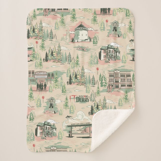 Derry Locations Pattern Sherpa Blanket (Front)