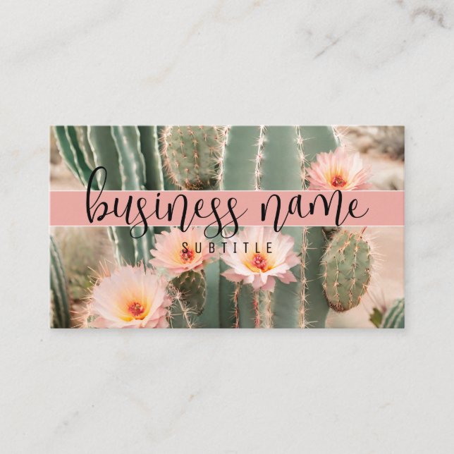 Derset Cactus + Flowers Boho Business Card (Front)
