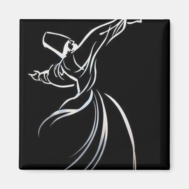 Dervish Line Drawing Calligrapy Style In White Magnet (Front)
