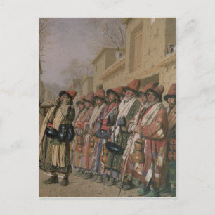 Dervishes' Chorus Begging Alms in Tashkent, 1870 Postcard