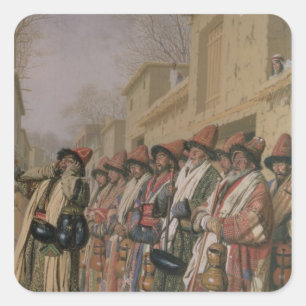 Dervishes' Chorus Begging Alms in Tashkent, 1870 Square Sticker