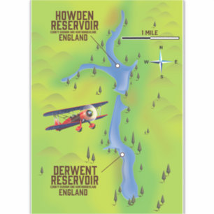 Derwent & Howden Reservoirs map poster