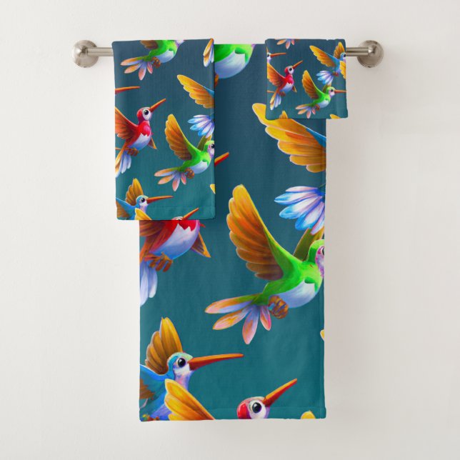 Des colibris colorés en vol (En situation)