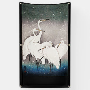 DES CRANES EN NEIGE Bannière IMPRIMANTE JAPONAISE
