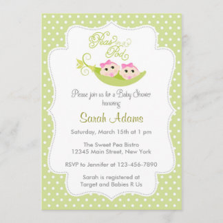 Des jeunes filles Baby showers Invitation Pois dan