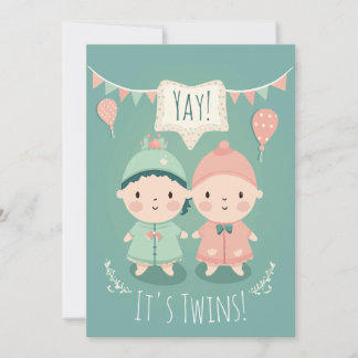 Des jumeaux ! | Invitation Baby shower garçon/fill