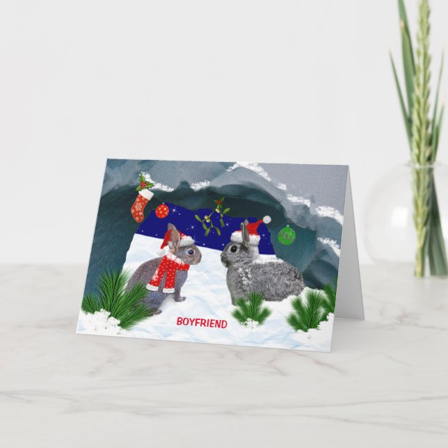 Des lapins sous la carte Mistletoe (copain) (Devant)