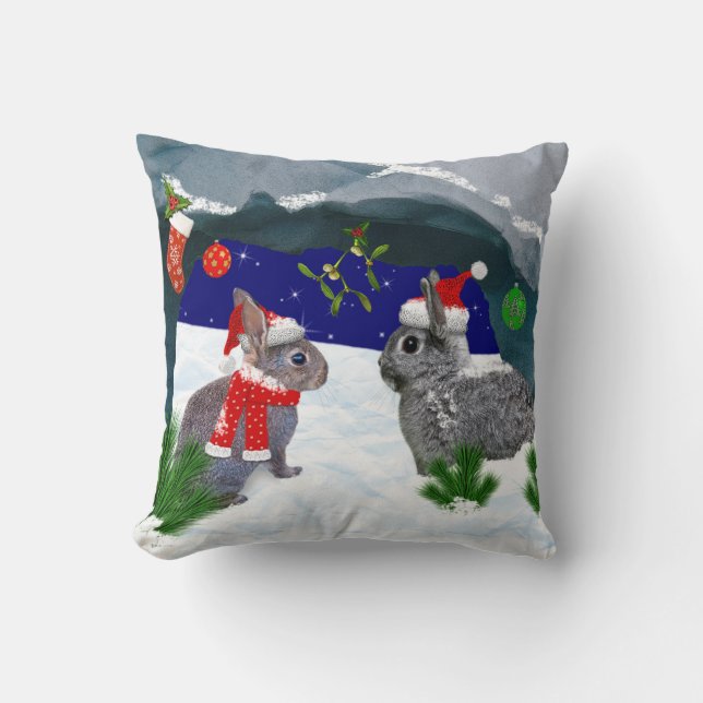 Des lapins sous le Coussin Mistletoe (Recto)