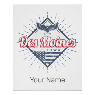 Des Moines City Iowa United States Vintage USA Poster