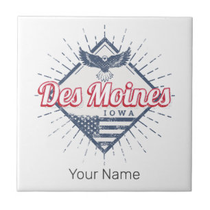 Des Moines City Iowa United States Vintage USA Tile